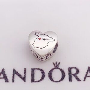 Pandora Spain  Map I love Spain  Heart Charm